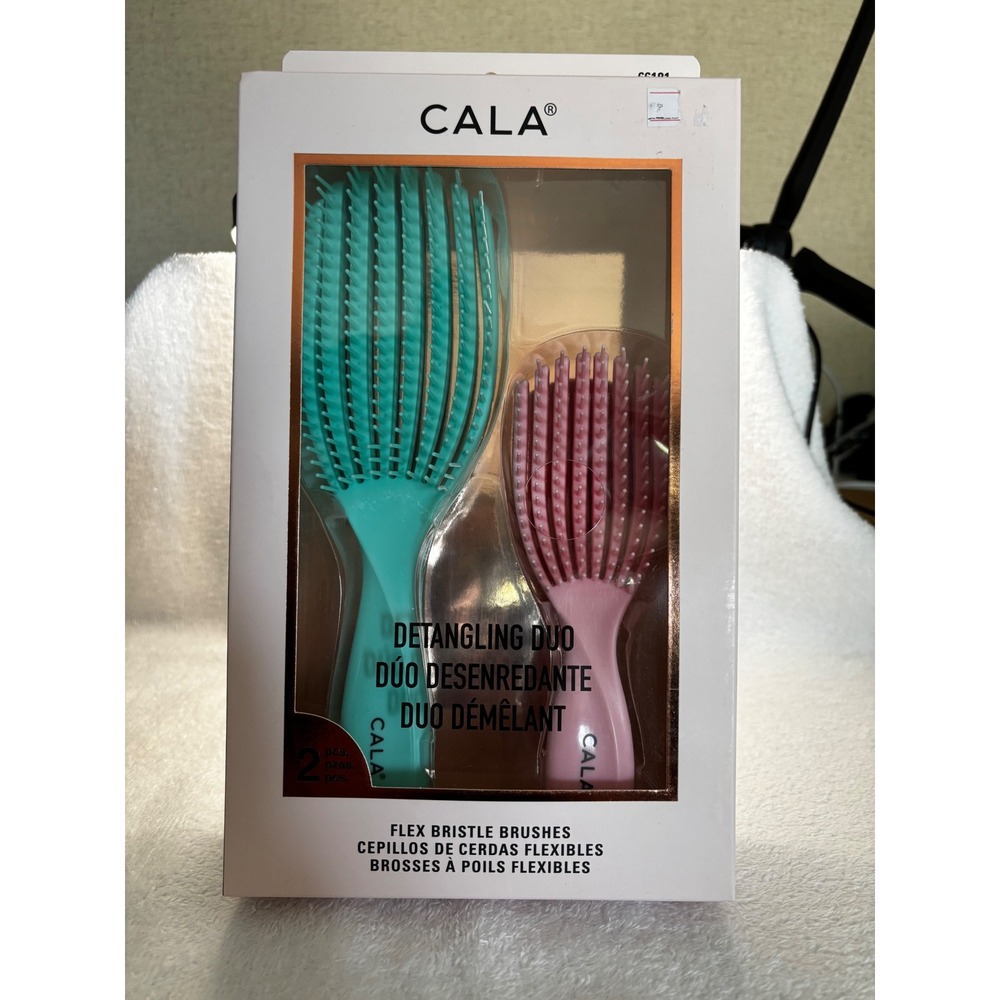 Cala Detangling Duo Flex Bristle Brushes Teal Pink 2pc Set 66181
